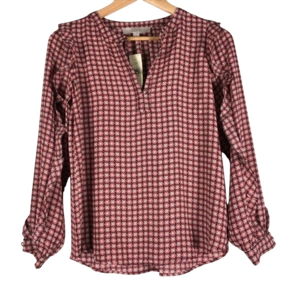 LOFT Pink Patterned Blouse